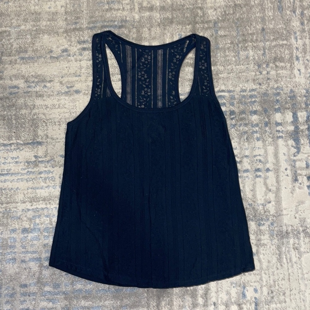 Navy Blue Lace Tank Top